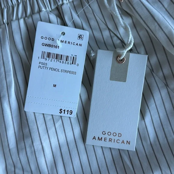 NWT Good American Cotton Striped Shorts size M 🩳 - Picture 3 of 4